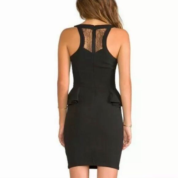 Heartloom Madelyn Black Cocktail Lacy Peplum Dress Size M - Picture 4 of 15